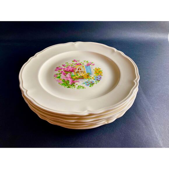 Set of 6 Edwin Knowles Dinner Plates - 1930s Cottage Style, - Picture 7 of 10